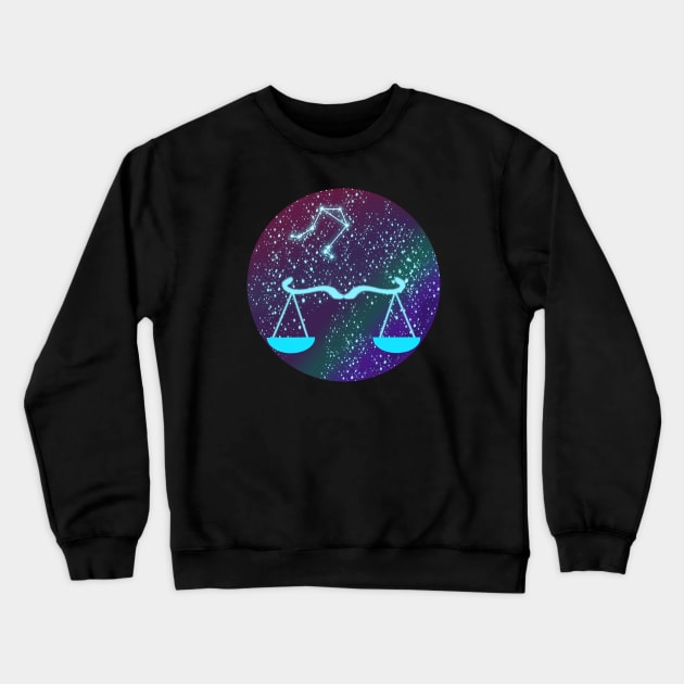 Libra Zodiac Sign with Constellation Crewneck Sweatshirt by galaxieartshop